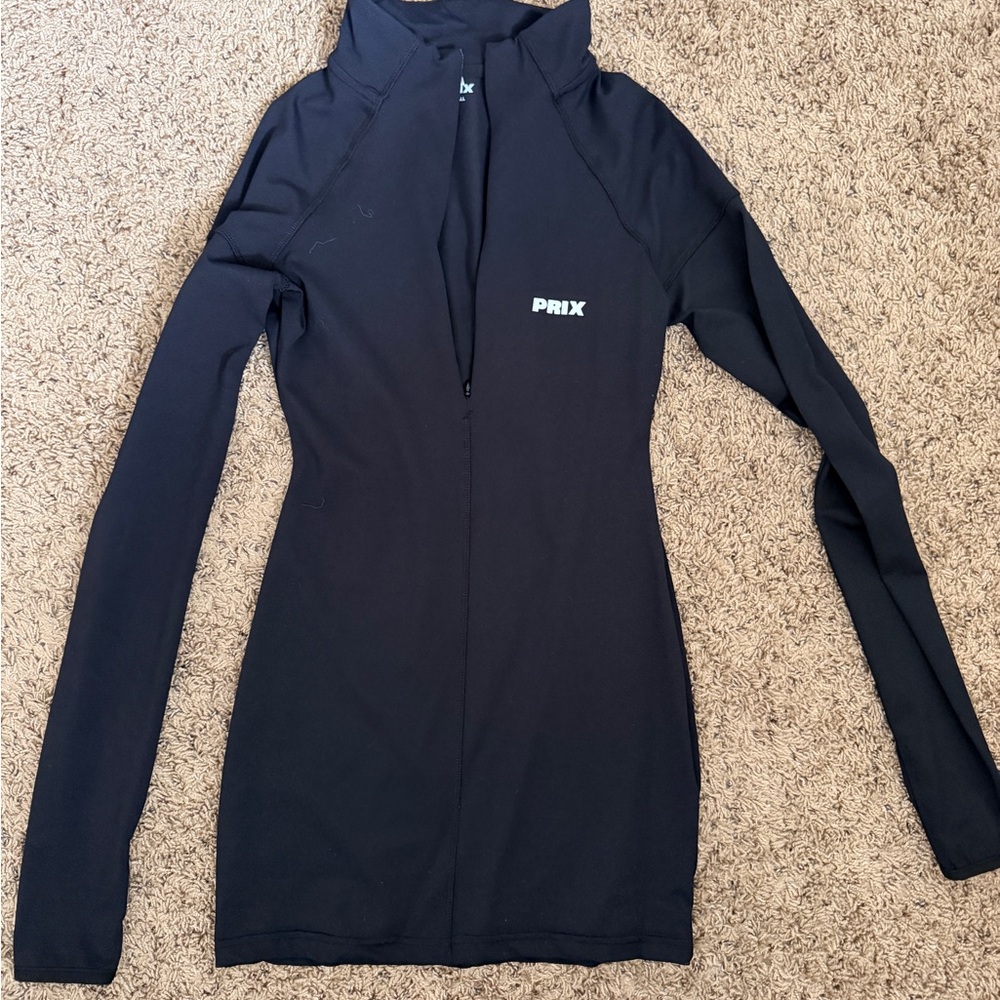 Black Long Sleeve Zip-Up Dress